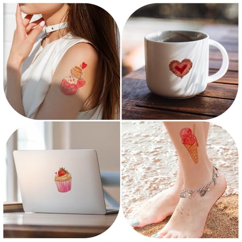 Valentine's Watercolor Temporary Tattoos - 12 Sheets