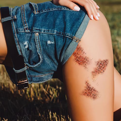 Gold Python Scale Tattoo Stickers - Waterproof Temporary Tattoos (4 Sheet)