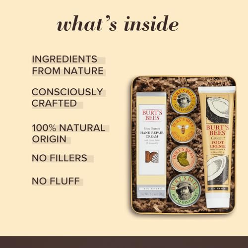 Burt's Bees Easter Basket Stuffers, Classics Gifts Set, 6 Products in Giftable Tin ? Cuticle Cream & Easter Basket Stuffers, Essential Everyday Beauty Gifts Set, 5 Travel Size Products