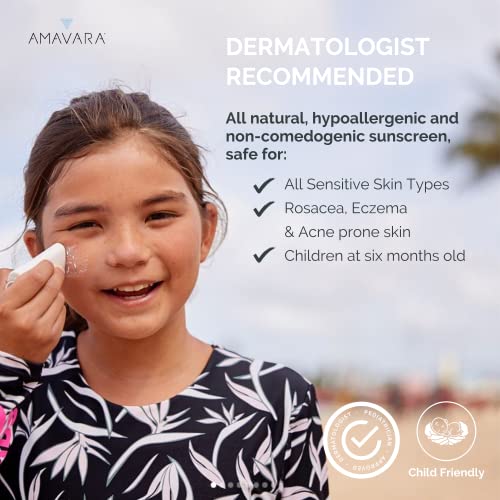 Amavara Mineral Transparent Sunscreen Face Stick SPF 50, Reef Safe Sunblock, 22.5% Zinc Oxide Waterproof Sun Screen, Broad Spectrum, Safe for Kids and Sensitive Skin, Vegan, Cruelty Free, 0.6oz