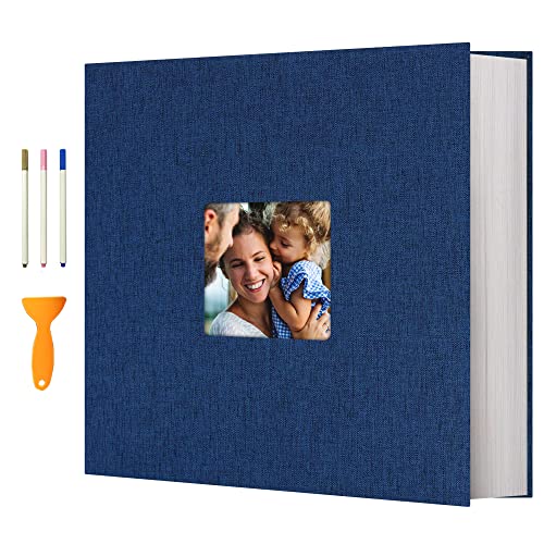 Vienrose Photo Album Self Adhesive 13x12.6 for 600 Photos Linen Scrapbook 120 Pages Navy