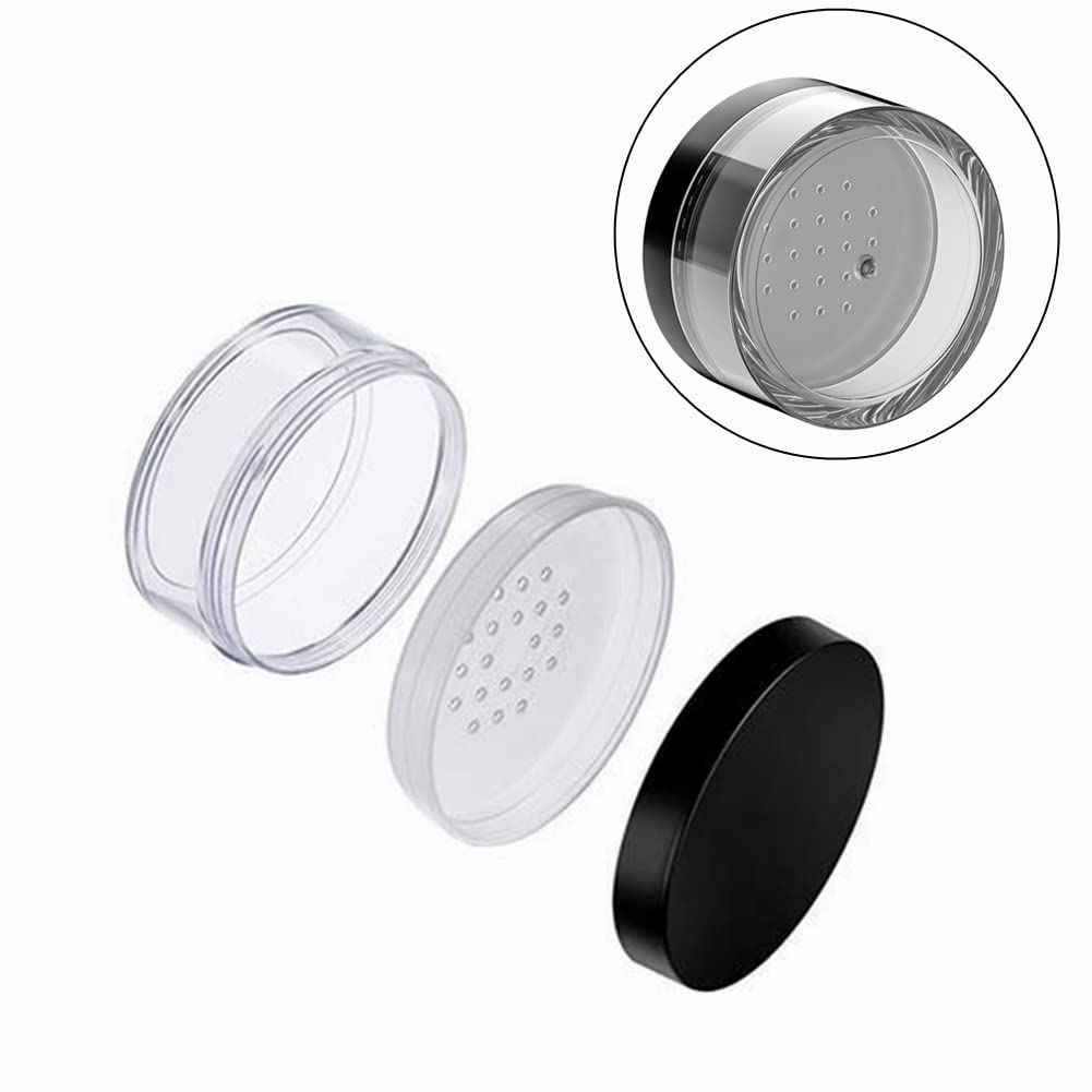 50g Plastic Empty Powder Puff Case with Net Sifter Lid, 50ml Portable Refillable Cosmetic Blusher Face Loose Powder Makeup Container Jars Case Box (4 Pack)