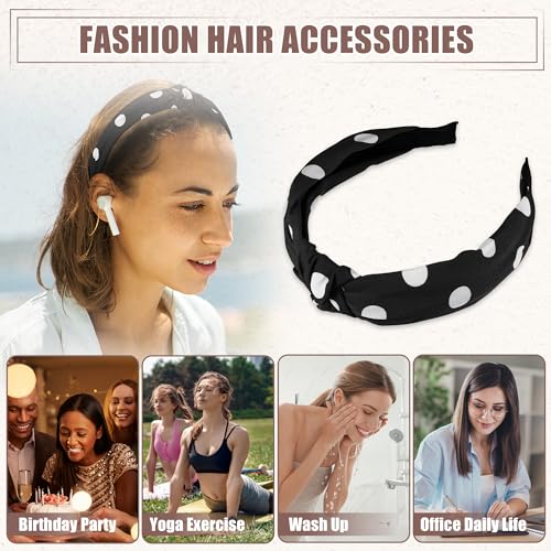 VOCOSTE Polka Dot Knotted Headband - Non-Slip Wide