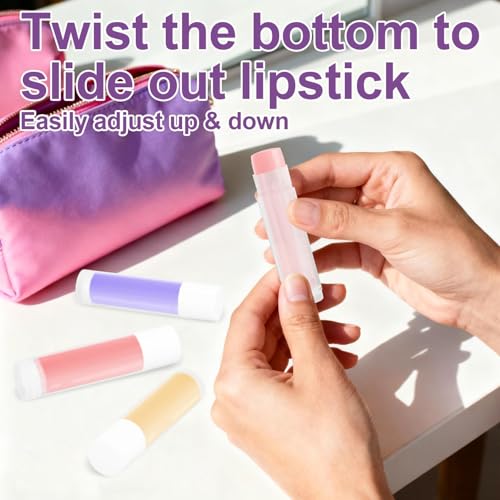 50 PCS Lip Balm Tubes - 5 g Twist-up Lip Gloss Balm Containers BPA Free & Leak Free,Clear Empty Lipstick Tubes with White Caps for DIY Homemade Lipsticks,Chapsticks,Solid Perfume,Gifts