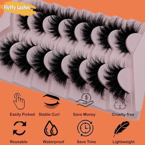 Cat Eye False Lashes 18mm - 7 Pairs 3D Mink Wispy