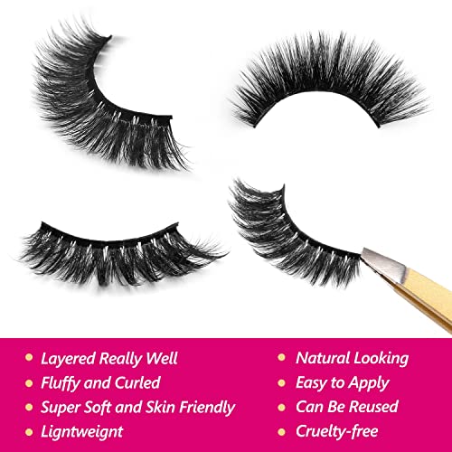 Eliace 15 Pairs 3D Wispy False Eyelashes - Reusable & Vegan