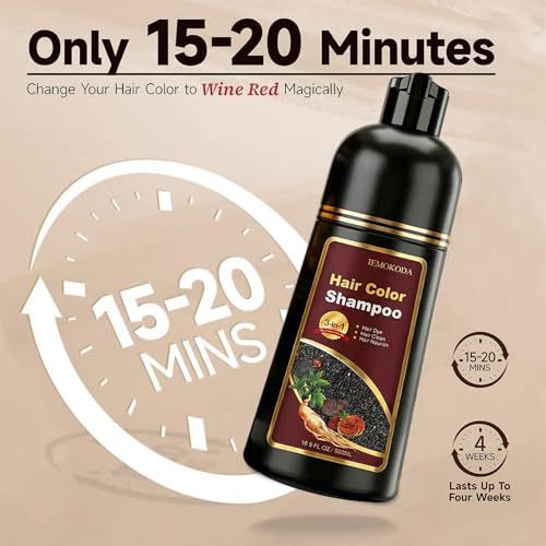 Burgundy Hair Dye Shampoo 3-in-1 for Gray Coverage - 16.9 Fl Oz