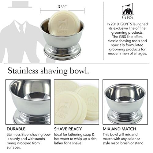 G.B.S Shaving Set, Long Handle Non-slip Knurled Razor Stand Shaving Brush, Shaving Bowl with G.B.S Natural Soap, 5 Blades