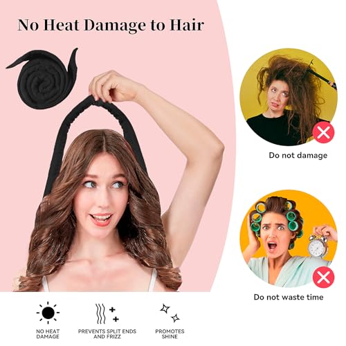 Heatless Hair Curler Headband - 60" Extra Long Soft Velvet Sleeping Curling Rod