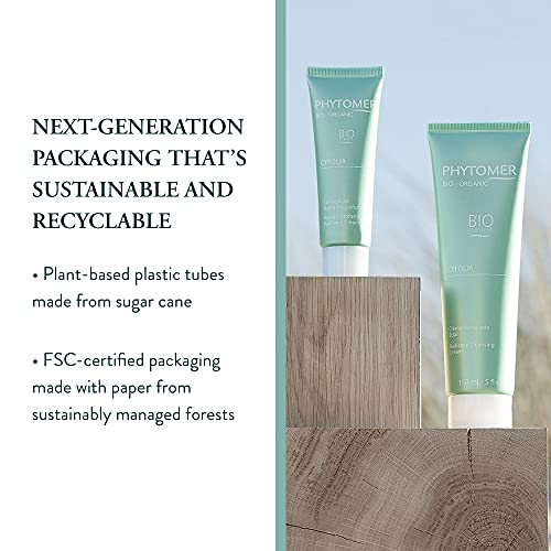 Phytomer Cyfolia Organic Cleansing Cream | Healthy, All-Natural Facial Cleanser | Certified Organic | Gentle Face Cleanser & Makeup Remover | Radiant, Glowing, Softer Skin | 150 ml