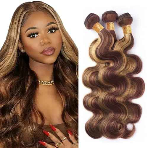 Honey Blonde Bundles Human Hair Reddish Brown Body Wave 3 Bundles 16 18 20 inch P27/33 Human Hair Bundle 300g