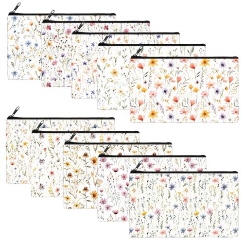 Reginary 20-Piece Floral Makeup Bags, 7x4.3 Inch Canvas Cosmetic Pouches
