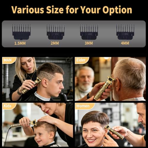 Professional Cordless Hair Trimmer for Men with 4 Guide Combs