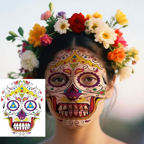 Sugar Skull Temporary Face Tattoo Kit - 8 Sheets