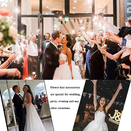 Rhinestone Wedding Hair Comb Pearls and Crystal Bridal Hair Piece Wedding Flower Hair Accessories for Women and Girls