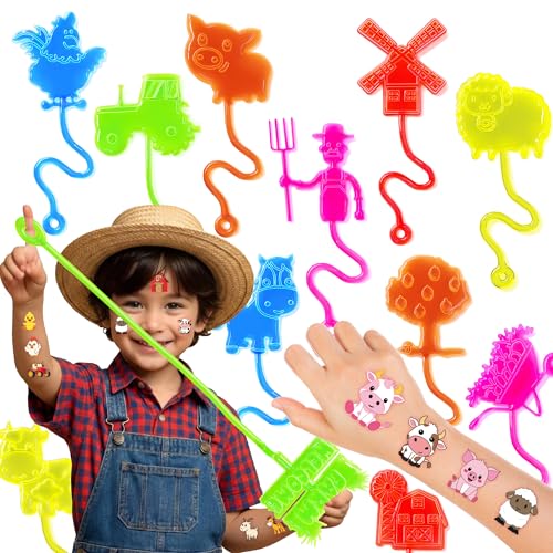 48Pcs Farm Party Favors - Stick Hands & Temporary Tattoos