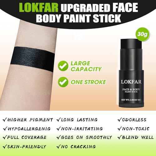 White Face Body Paint Stick, Eye Black Stick for Sports, Waterproof Full-Coverage White Foundation Face Makeup for Halloween Zombie Clown Vampire Skeleton Skull Joker Goth Cosplay Makeup