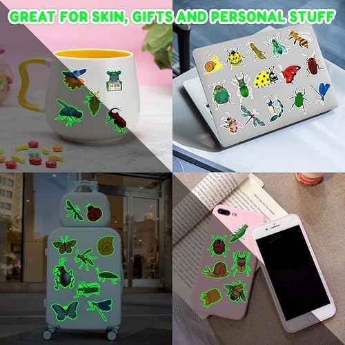 96PCS Glow in The Dark Bug Temporary Tattoos for Kids ? Luminous Bug Stickers for Boys Girls Birthday Party Favors, Halloween Decorations, School Rewards, Bug-Themed Gifts (Luminous)