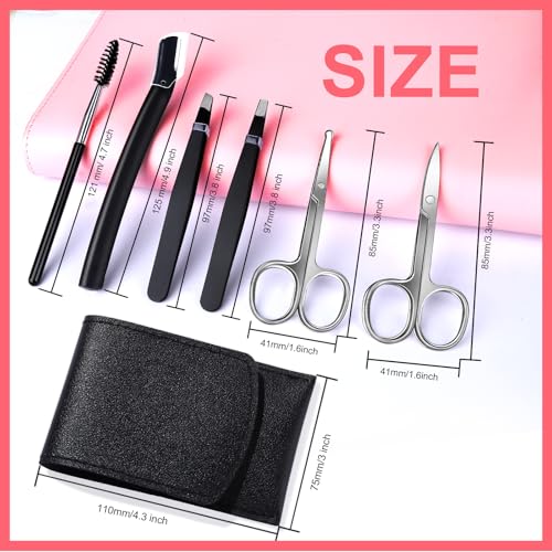 Fandamei 6-Piece Eyebrow Grooming Kit with Scissors, Tweezers & Razor