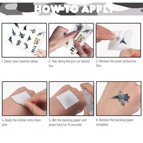 96 Fighter Jet Temporary Tattoos for Kids - Party Favors