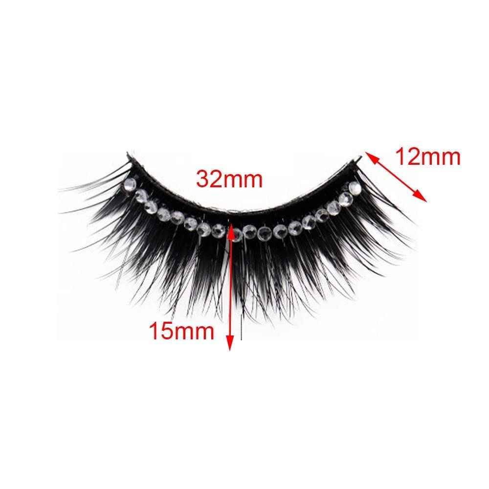 10 Pairs Soft False Eyelashes, Natural 3D Fake Eye Lashes with Shiny Rhinestones Makeup Party Extension Eyelashes Handmade Fake Lashes Volume Eyelash (Pack of 2)