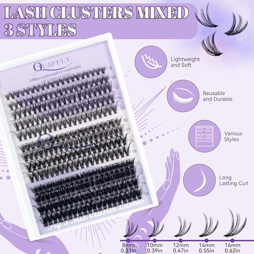 Lash Clusters Kit 30D 40D 60D - 260 Eyelash Clusters with Bond, Seal & Tools