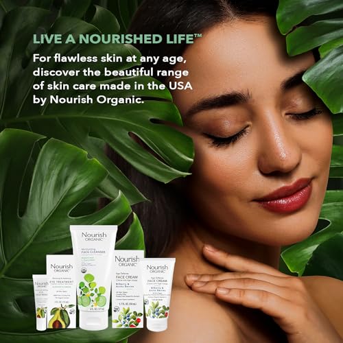 Nourish Organic Face Cleanser, Age Defense Bilberry & Arctic Berries ? Anti-Aging Face Wash with Aloe Vera + Washable Cotton Round (Pack of 2)