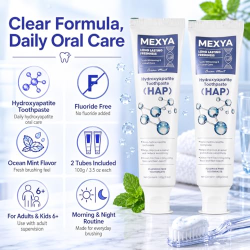 MEXYA Nano Hydroxyapatite Fluoride-Free Toothpaste 2 Pack for Sensitive Teeth