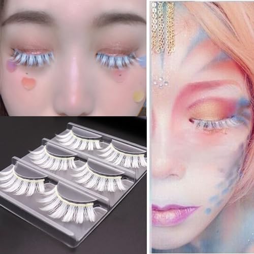 White False Eyelashes - Natural 3 Pairs Handmade Lashes