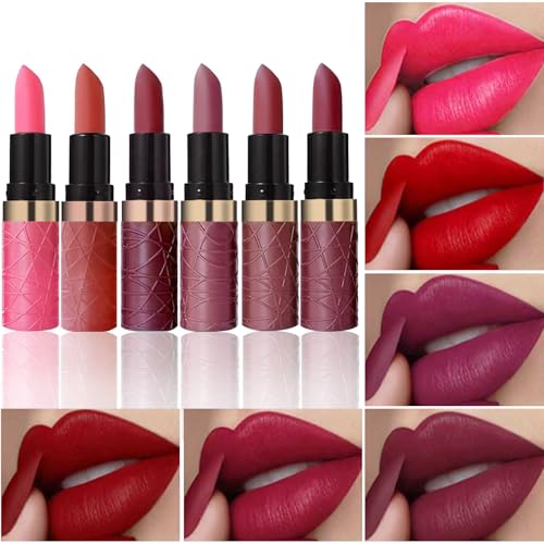 6-Piece Matte Lipstick Set - Long Lasting Waterproof