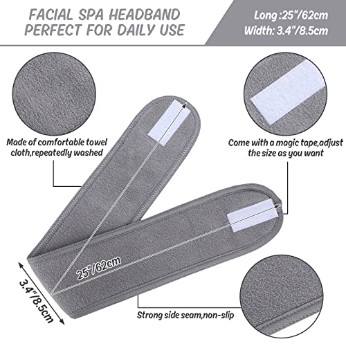 Whaline Spa Facial Headbands 3-Pack - Soft Adjustable Towels for Face & Yoga