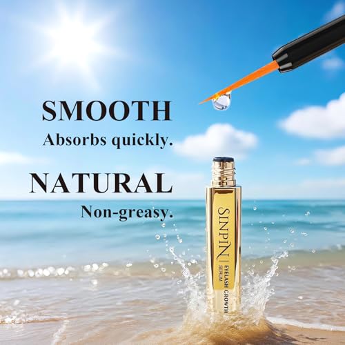 Natural Lash Growth Serum ? See Visible Results in 4 Weeks | SINPIN Eyelash Serum without Prostaglandin, Enriched with Biotin, Panthenol & Peptides for Longer, Thicker Lashes, 5ML