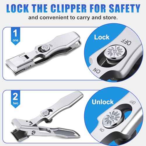 German Nail Clippers for Men Thick Nails,Upgrade Straight Toenail Clippers for Seniors with Wide Opening,Large Heavy Duty No Splash Ingrown Fingernail Clipper Nail Cutter with Catcher