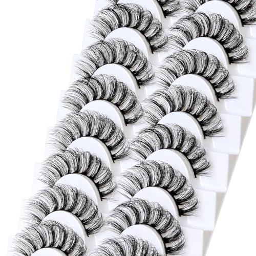 Veleasha Russian Strip Lashes DD Curl Fluffy Faux Mink 10 Pairs