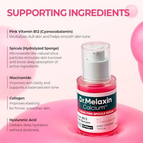 Dr.Melaxin Cyano Pink Spicule Serum | Microneedle Facial Treatment, 1.01 fl.oz
