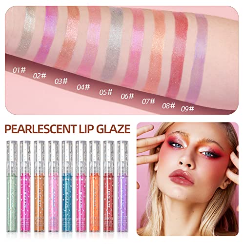 Aseawave Shimmer Lip Gloss Set - 9 Colors, Long-Lasting & Moisturizing
