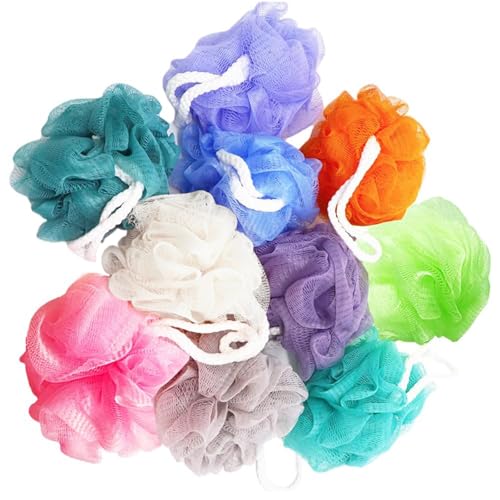 10 Pack Bath Loofah Sponges - Gentle Body Scrubbers for Kids, Women & Men