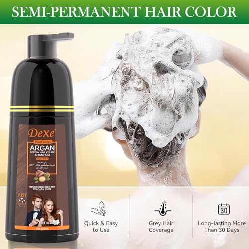 Medium Brown Hair Dye Shampoo 420ml - 3-in-1 Formula