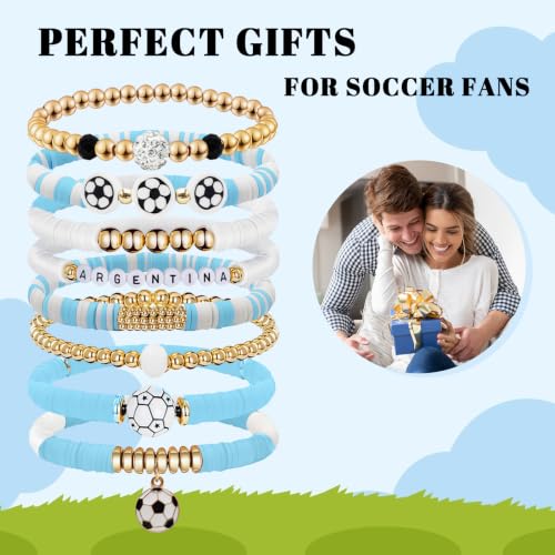 Game Day Soccer Bracelets for Women - Stackable Heishi Beaded Jewelry