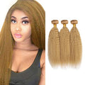 #27 Honey Blonde Yaki Straight Human Hair Bundles 20 22 24"
