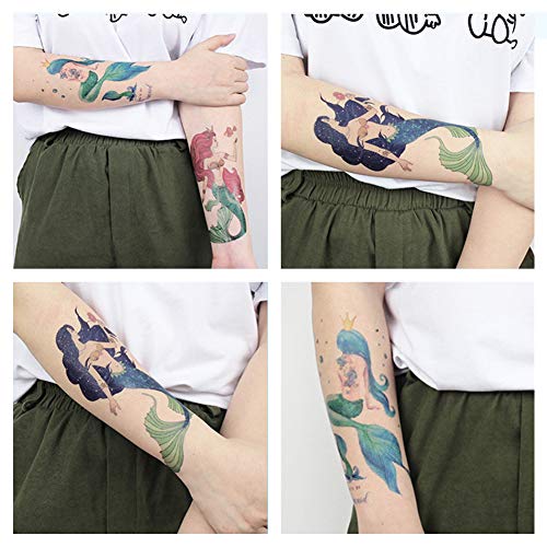 Mermaid Temporary Tattoos 12-Pack Waterproof Body Art Stickers