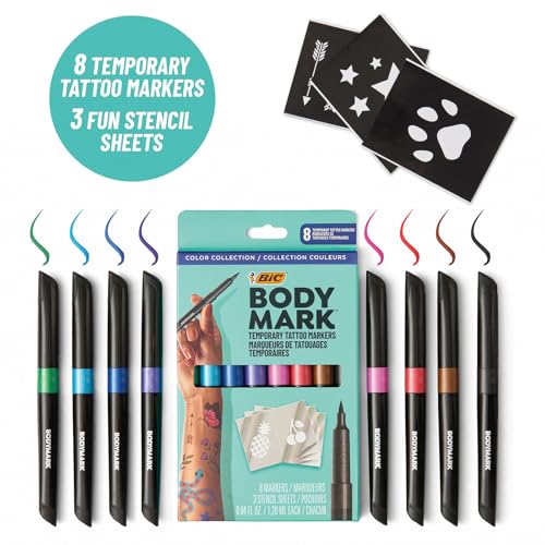BodyMark Temporary Tattoo Markers 8-Pack Skin-Safe