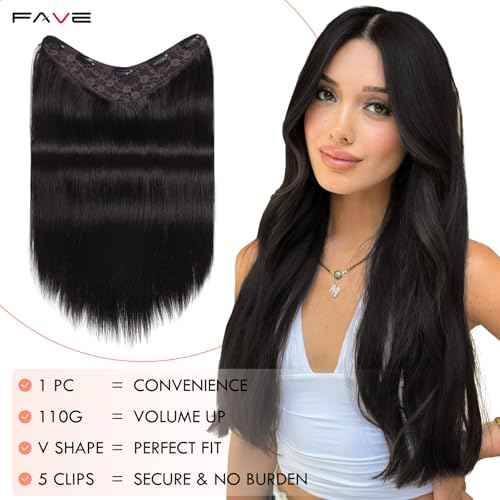 FAVE 18 Inch Clip in Human Hair Extensions 110g Seamless & Invisible Clip in Hair Extensions 100% Remy Human Hair Hairpieces for Volume & Length (Natural Black)