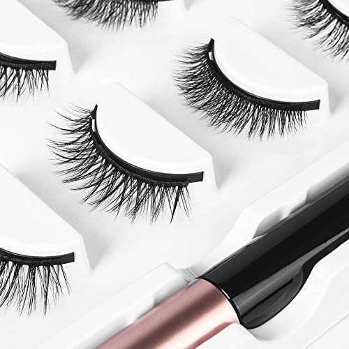 AOMIG Magnetic Eyelashes Kit with Waterproof Eyeliner, 5 Pairs