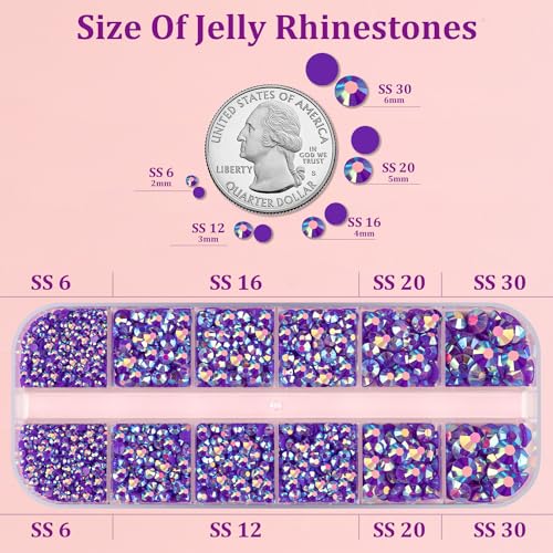 TINKRSTUFF Dark Purple AB Resin Rhinestones with Glue Box – 2 Boxes Flatback Gems 2–6mm, B7000 Adhesive & Tools