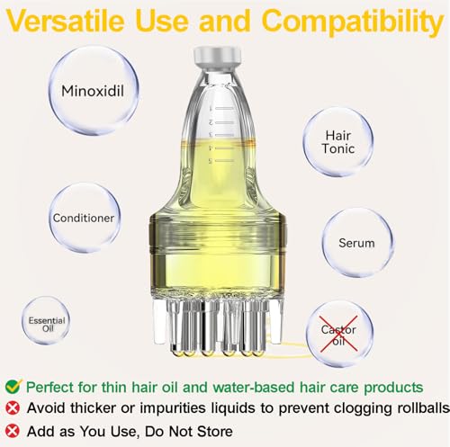 Minoxidil Hair Oil Applicator Bottle with Roller Ball Comb