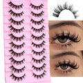 10 Pairs Wet Look Manga Lashes 18mm D Curl 3D Fluffy