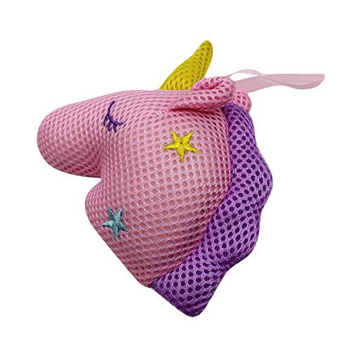 Suillty Unicorn Cartoon Animal Bath Shower Sponge Pouf Loofahs - Eco-Friendly Exfoliating Mesh Brush Mesh Bath Shower Ball Sponge - Exfoliate, Cleanse, Soothe Skin (Pink)