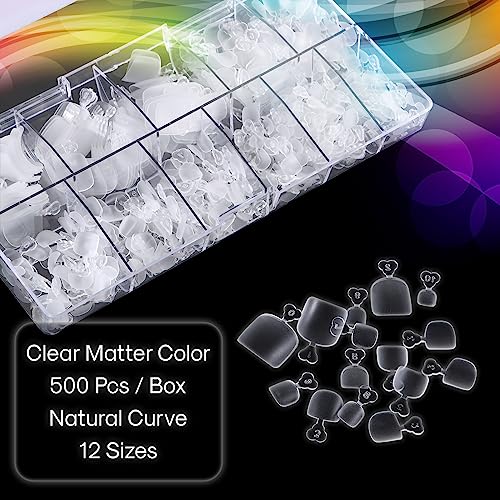 500Pcs Gel x Toe Nail Tips, Matte Short Pre-shaped Full Cover False Toenails Gel Tips Press on Nails,12 Sizes Summer Toe Tips for Soak off Gel Extension Systems at Home DIY Salon Manicure