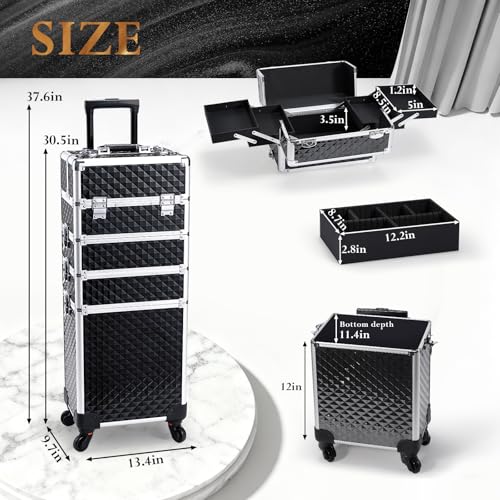 Stagiant Rolling Makeup Case on Wheels 4-in-1 Organizer